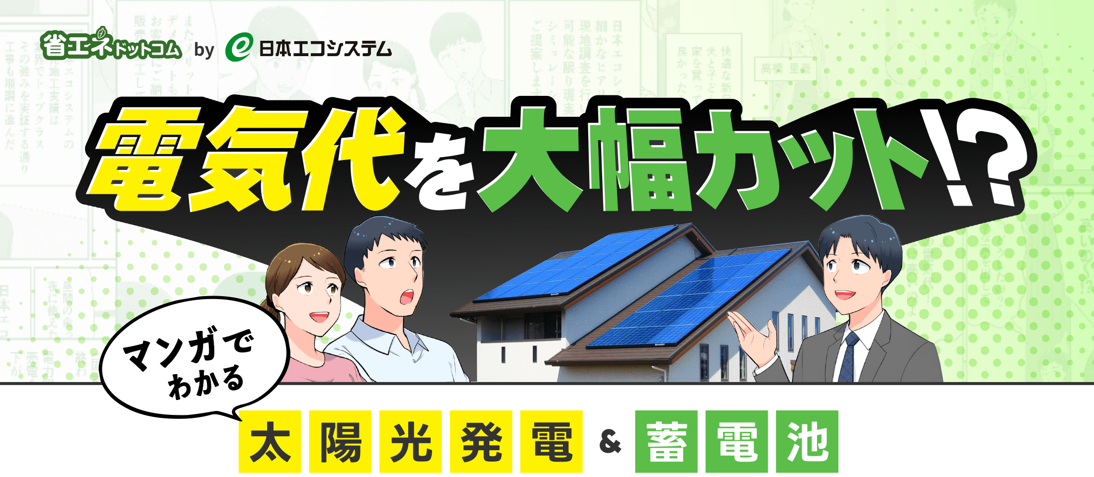電気代を大幅カット!?マンガでわかる太陽光発電＆蓄電池｜省エネドットコム by 日本エコシステム