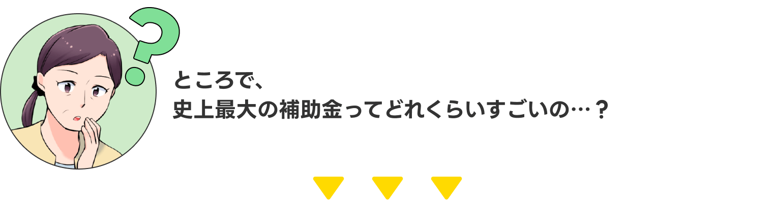 ところで、史上最大の補助金ってどれくらいすどいの・・・？